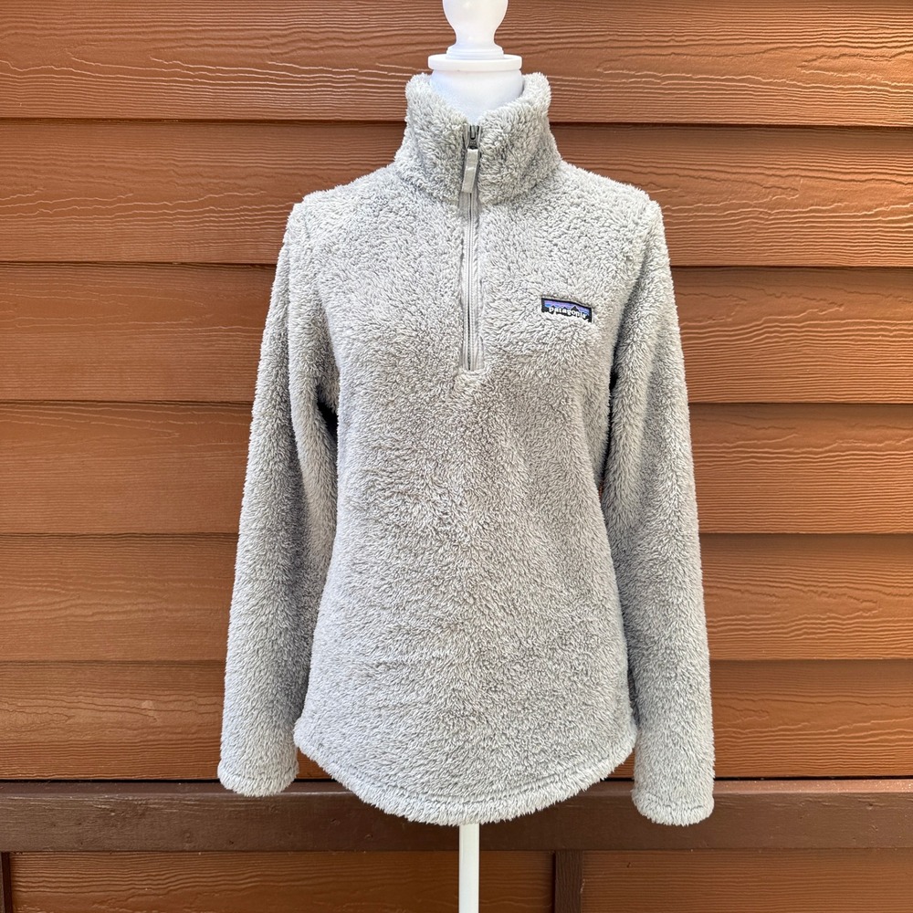 Patagonia Los Gatos Pullover Womens Small Grey 1/4 Zip High Pile Fleece Sherpa